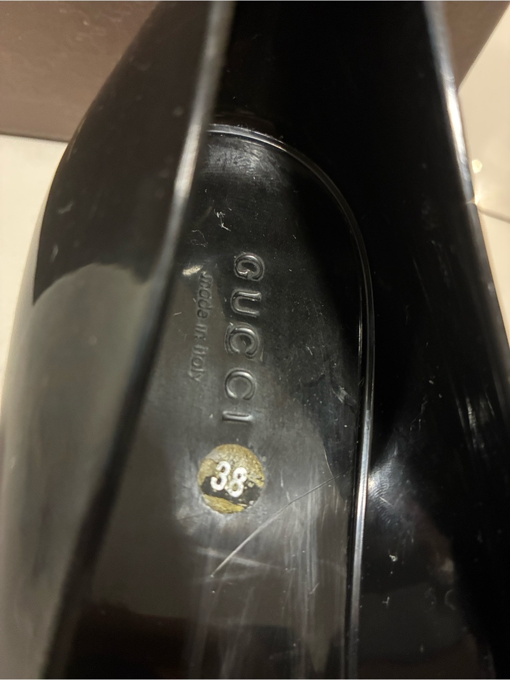 Gucci Marola Black Jelly GG Peep Toe Wedge Sandals Size 38 US 8 Like New Box - Picture 12 of 17
